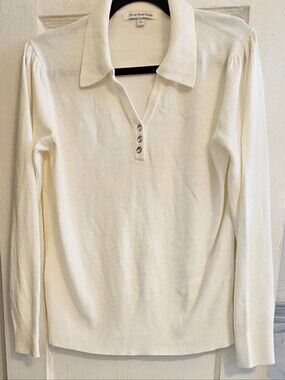 Mercer Street Studio Ivory Long-Sleeve Polo Sweater